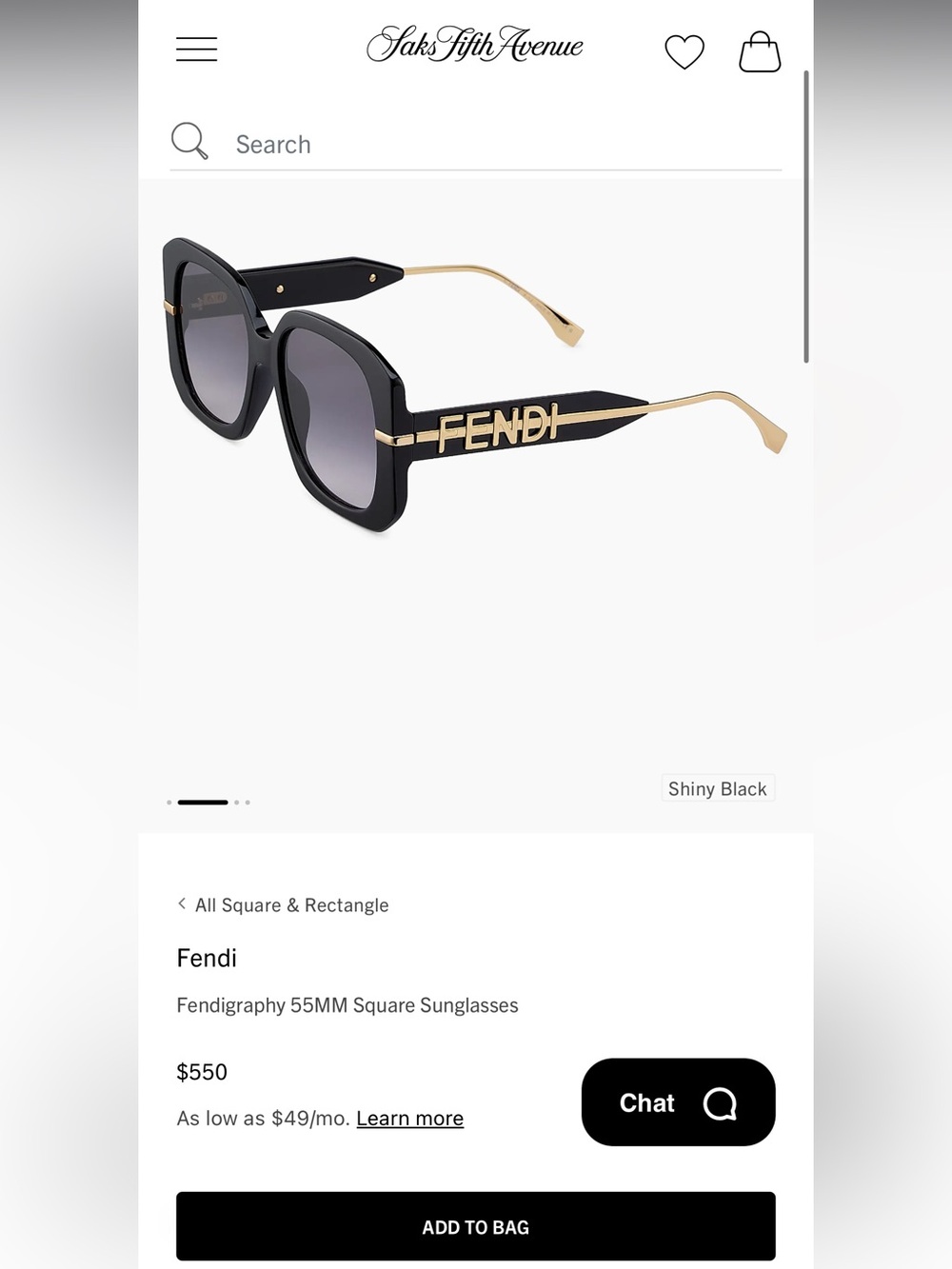 Fendi Fendigraphy 55MM Square Sunglasses